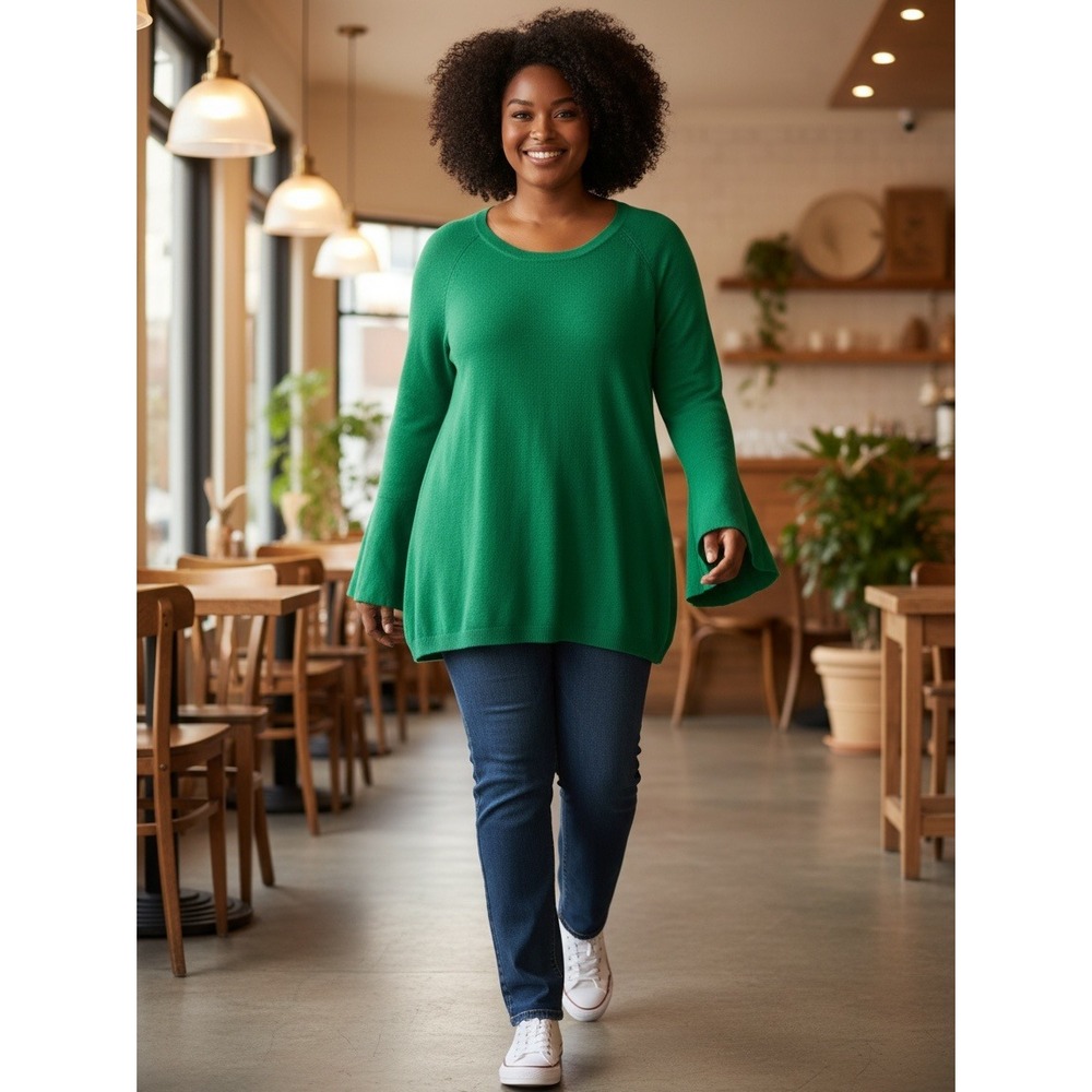 Ulla Popken Green Scoop Neck Knit Sweater Jumper Plus Size 24/26